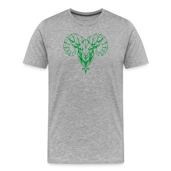 Geometrischer Ramkopf Grün - Männer Premium Bio T-Shirt - Grau meliert - Vorne - Damien (186cm)