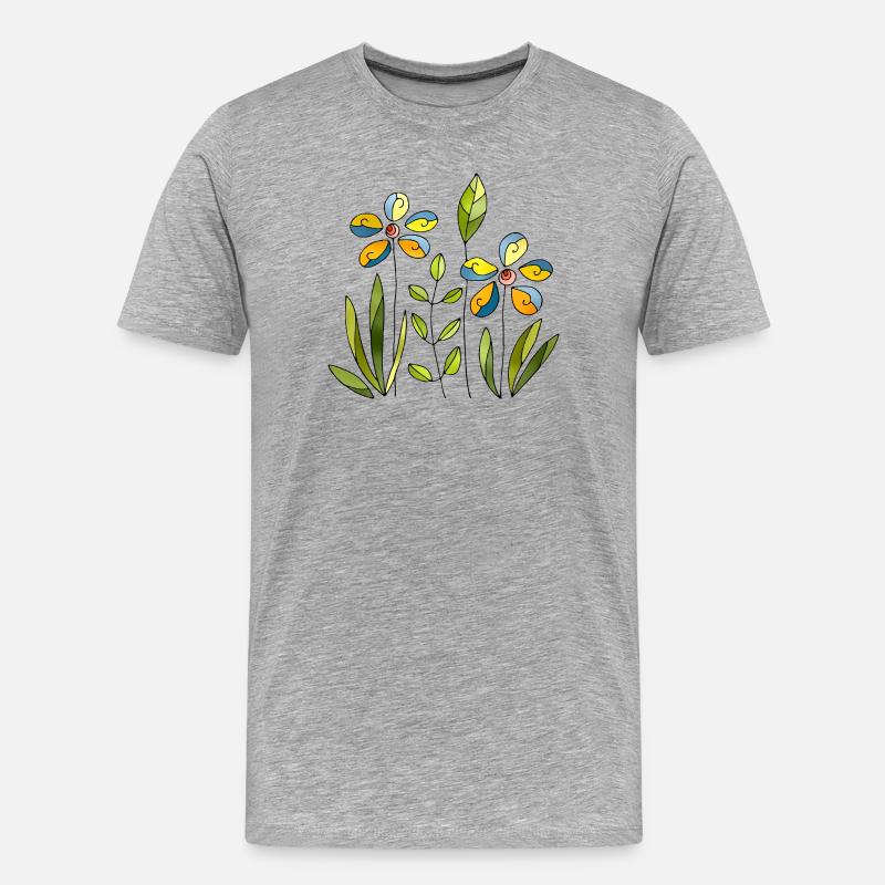 Blumen - Männer Premium Bio T-Shirt - Grau meliert