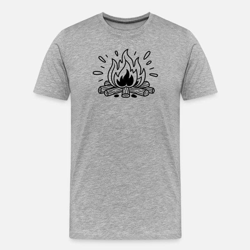 Lagerfeuer - Männer Premium Bio T-Shirt - Grau meliert
