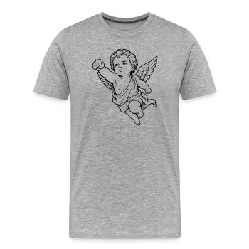 Fliegender Cherub Engel Faust Motiv - Männer Premium Bio T-Shirt - Grau meliert - Vorne - Damien (186cm)