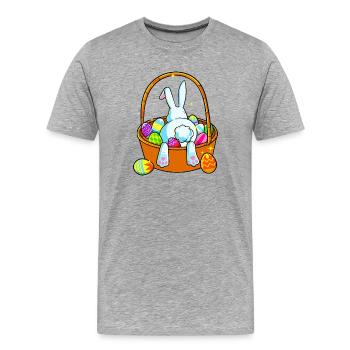 Pastell-Osterhase im Korb - Männer Premium Bio T-Shirt - Grau meliert - Vorne - Damien (186cm)