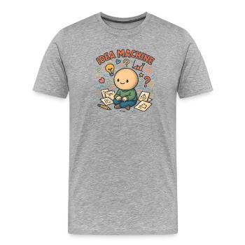 Machine à idées : Jeu créatif du cerveau - T-shirt bio Premium Homme - gris chiné - Devant - Damien (186cm)