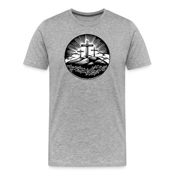 Christian Cross Motif - Men's Premium Organic T-Shirt - heather grey - Front - Damien (186cm)