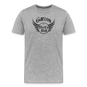 Garçon Rock and Roll Crâne Ailes - T-shirt bio Premium Homme - gris chiné - Devant - Damien (186cm)