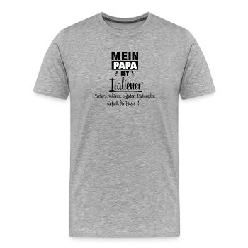 Italienischer Papa, Vater  - Männer Premium Bio T-Shirt - Grau meliert - Vorne - Damien (186cm)