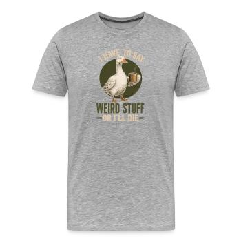 Quatsch-Ente mit Kaffee - Männer Premium Bio T-Shirt - Grau meliert - Vorne - Damien (186cm)