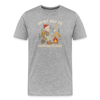 Humour de camping en route vers de mauvaises décisions - T-shirt bio Premium Homme - gris chiné - Devant - Damien (186cm)