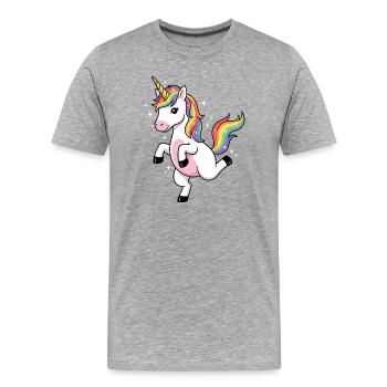 Regenbogen-Einhorn-Funkeln - Männer Premium Bio T-Shirt - Grau meliert - Vorne - Damien (186cm)