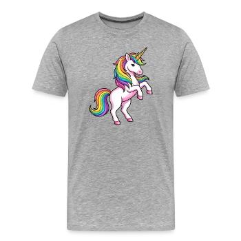 Rainbow Unicorn Parade - Men's Premium Organic T-Shirt - heather grey - Front - Damien (186cm)