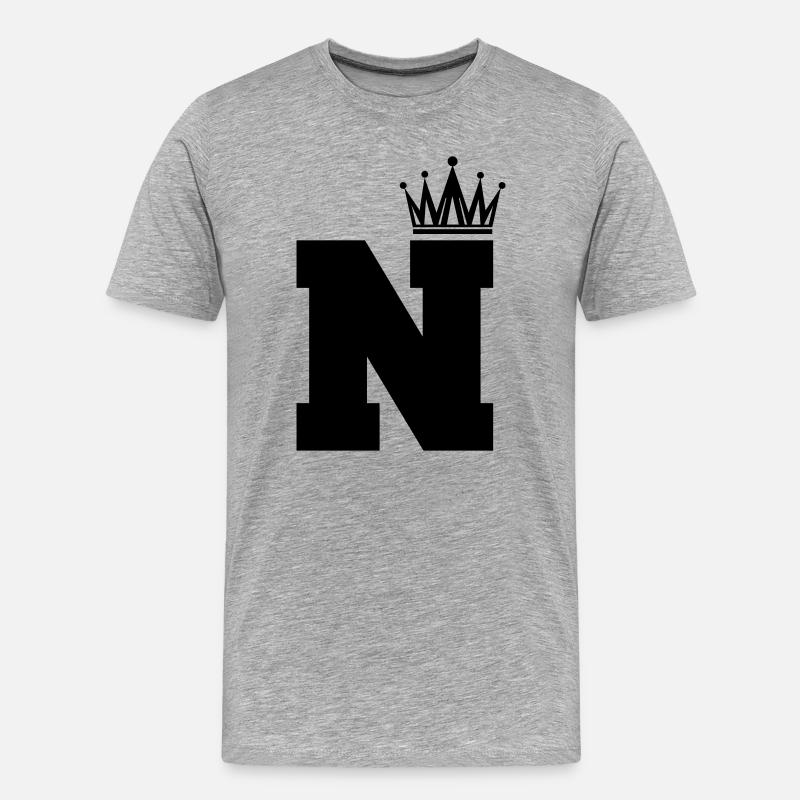 N Krone - Männer Premium Bio T-Shirt - Grau meliert