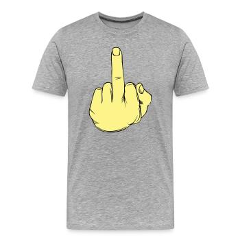 Illustration au doigt puant - T-shirt bio Premium Homme - gris chiné - Devant - Damien (186cm)