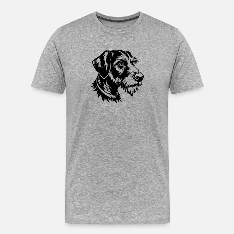 Deutscher Drahthaar-Pointer - Männer Premium Bio T-Shirt - Grau meliert