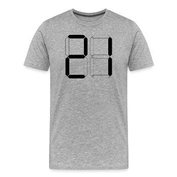 NUMMER 21 Einundzwanzig Geschenk Digital - Männer Premium Bio T-Shirt - Grau meliert - Vorne - Damien (186cm)