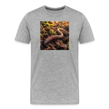 Earthworm woodland - Men's Premium Organic T-Shirt - heather grey - Front - Damien (186cm)