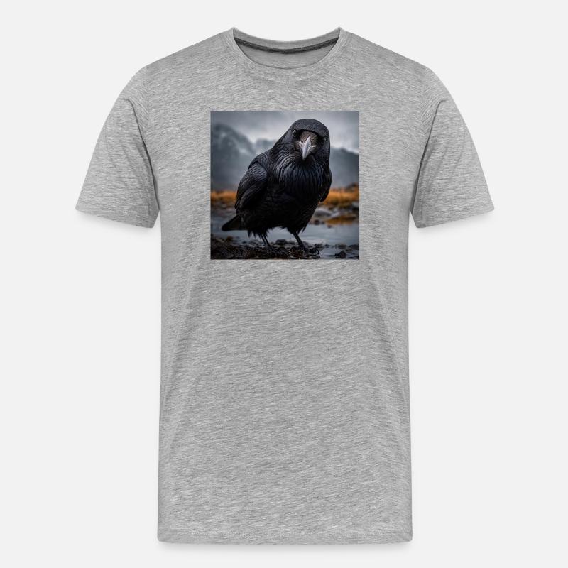 Dunkle Krähe im Feuchtgebiet - Männer Premium Bio T-Shirt - Grau meliert