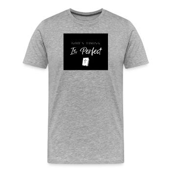 Le timing de Dieu est parfait - T-shirt bio Premium Homme - gris chiné - Devant - Damien (186cm)