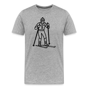 ski de fond - T-shirt bio Premium Homme - gris chiné - Devant - Damien (186cm)