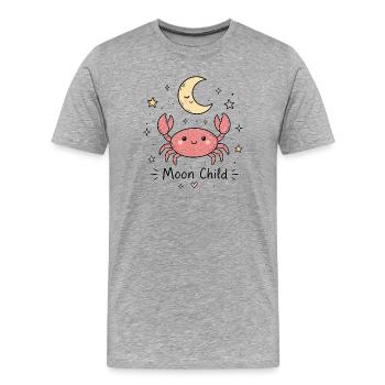 Astro Cancer – Enfant de la Lune - T-shirt bio Premium Homme - gris chiné - Devant - Damien (186cm)