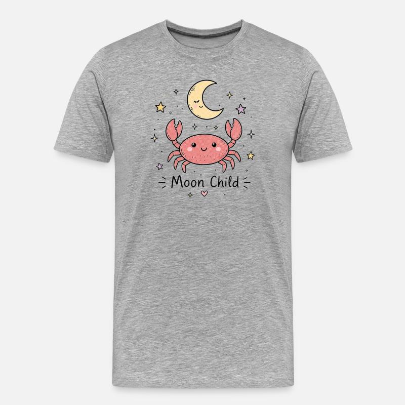 Astro-Krebs – Moon Child - Männer Premium Bio T-Shirt - Grau meliert