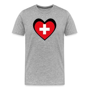 Schweiz Herz Schwarz – Liebe zur Schweiz - T-shirt bio Premium Homme - gris chiné - Devant - Damien (186cm)