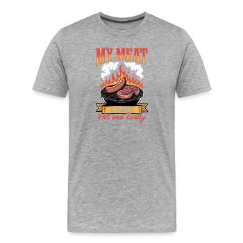 BBQ Grilling Meat Smoking Barbecue - Men's Premium Organic T-Shirt - heather grey - Front - Damien (186cm)