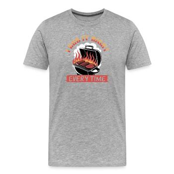 BBQ Grilling Meat Smoking Barbecue - Men's Premium Organic T-Shirt - heather grey - Front - Damien (186cm)