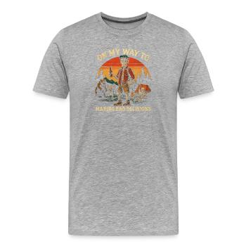 Humour de camping en route vers de mauvaises décisions - T-shirt bio Premium Homme - gris chiné - Devant - Damien (186cm)