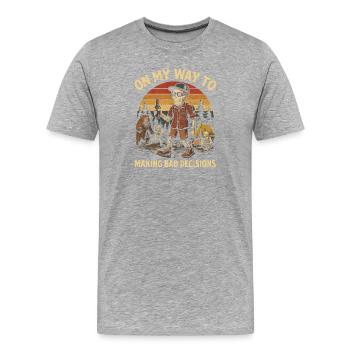 Humour de camping en route vers de mauvaises décisions - T-shirt bio Premium Homme - gris chiné - Devant - Damien (186cm)