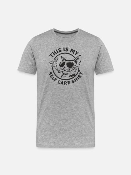 Cat Selfcare Shirt with Sunglasses Gift - Men's Premium Organic T-Shirt - heather grey