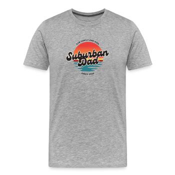 Logo rétro du Papa de banlieue - T-shirt bio Premium Homme - gris chiné - Devant - Damien (186cm)