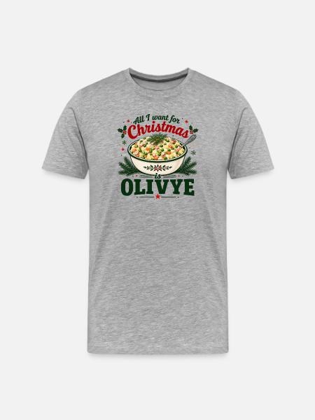 Tout ce que je veux pour Noël, c’est Olivye - T-shirt bio Premium Homme - gris chiné