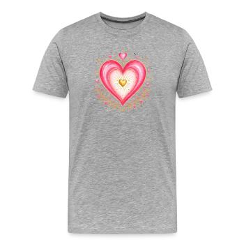 Cœur rose doré - T-shirt bio Premium Homme - gris chiné - Devant - Damien (186cm)