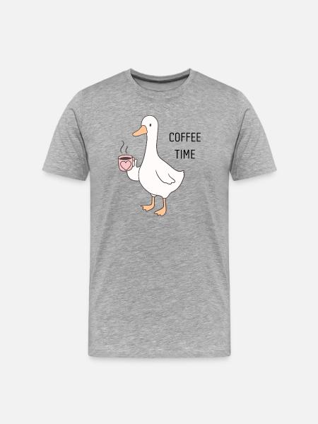 Ducky Coffee Time Cartoon - Men's Premium Organic T-Shirt - heather grey