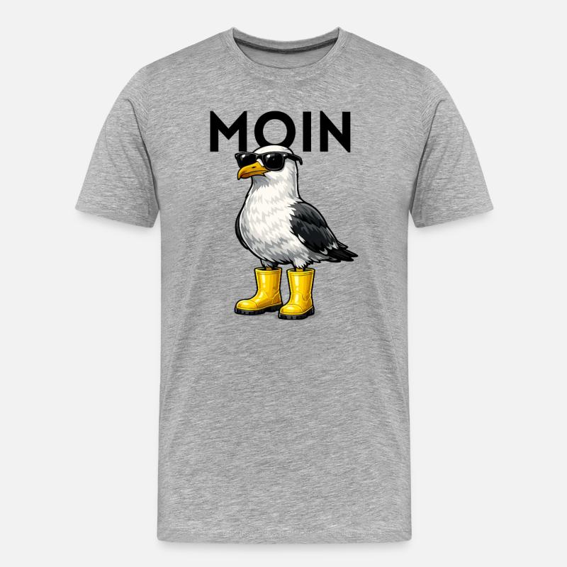 Moin Moewe  - Männer Premium Bio T-Shirt - Grau meliert