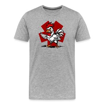 Combative rooster with yellow eyes - Men's Premium Organic T-Shirt - heather grey - Front - Damien (186cm)