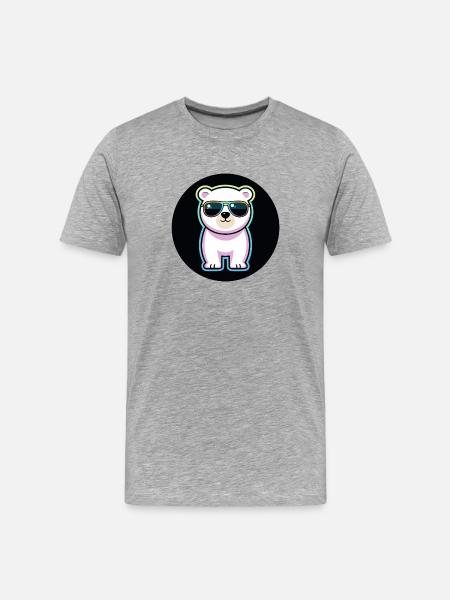 Pastel white neon bear sunglasses - Men's Premium Organic T-Shirt - heather grey