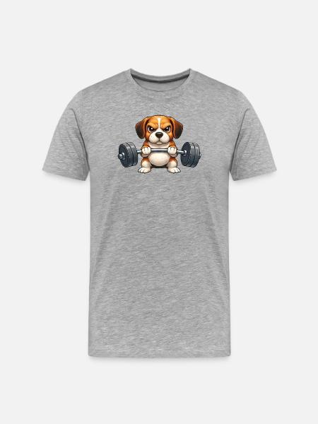 Great Dane Dumbbell Hero - Men's Premium Organic T-Shirt - heather grey
