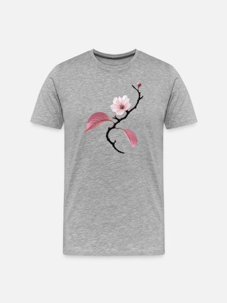 Delicate cherry blossom in ikebana style - Men's Premium Organic T-Shirt - heather grey
