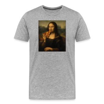 Mona Pizza Leonardo Da Vinci Funny Pizza Mona Li - Men's Premium Organic T-Shirt - heather grey - Front - Damien (186cm)
