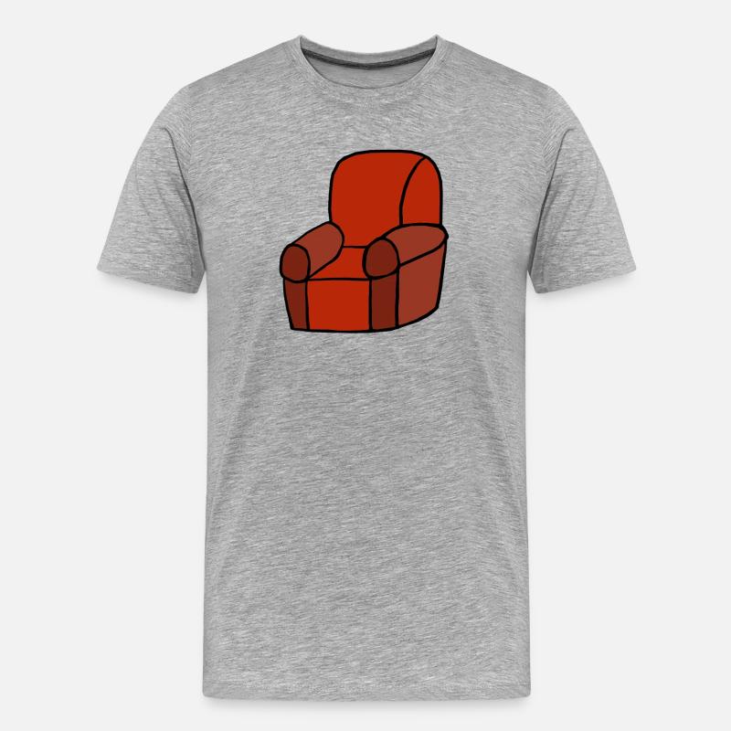 Roter Lounge-Sessel Silhouette - Männer Premium Bio T-Shirt - Grau meliert