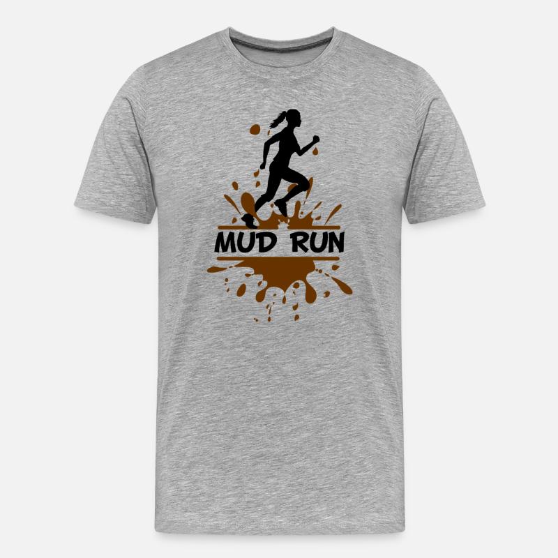Mud Run Woman – Modder Runner - Männer Premium Bio T-Shirt - Grau meliert