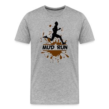 Mud Run Man – Modder Runner - Männer Premium Bio T-Shirt - Grau meliert - Vorne - Damien (186cm)