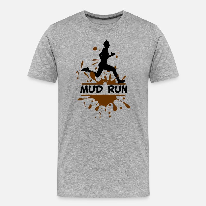 Mud Run Man – Modder Runner - T-shirt bio Premium Homme - gris chiné