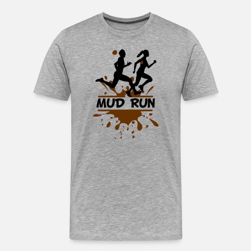 Mud Run Duo – Modder Runners - Männer Premium Bio T-Shirt - Grau meliert