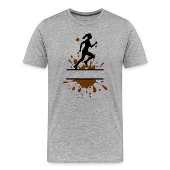 Femme Course dans la Boue – Coureuse personnalisable - T-shirt bio Premium Homme - gris chiné - Devant - Damien (186cm)