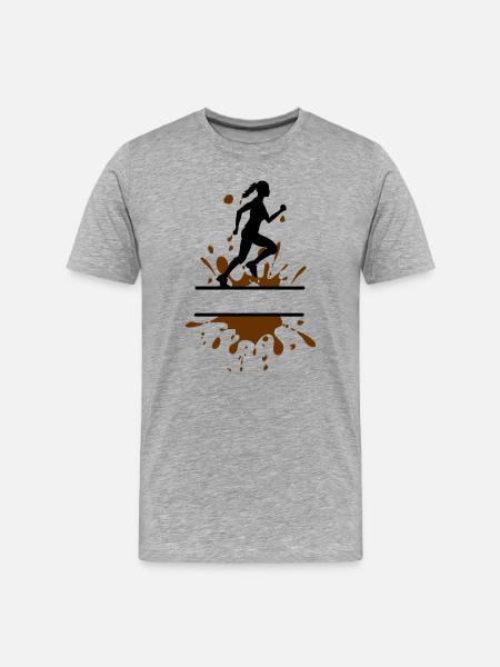 Mud Run Woman – Customizable Runner - Men's Premium Organic T-Shirt - heather grey