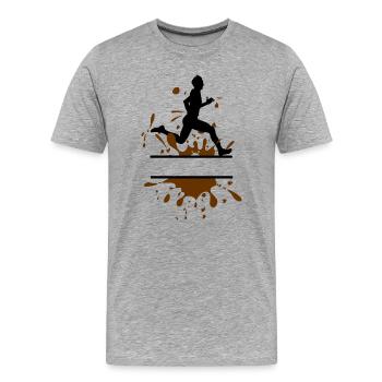 Mud Run Man – Anpassbarer Läufer - Männer Premium Bio T-Shirt - Grau meliert - Vorne - Damien (186cm)