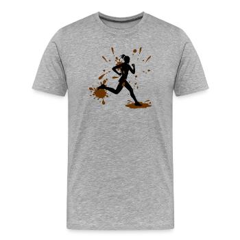 Mud Run Woman – Modder Runner Challenge - Männer Premium Bio T-Shirt - Grau meliert - Vorne - Damien (186cm)