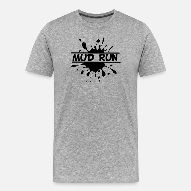 Mud Run Spetter – Modder Splash - Männer Premium Bio T-Shirt - Grau meliert