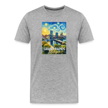Nuit étoilée à Grand Rapids, Michigan - T-shirt bio Premium Homme - gris chiné - Devant - Damien (186cm)